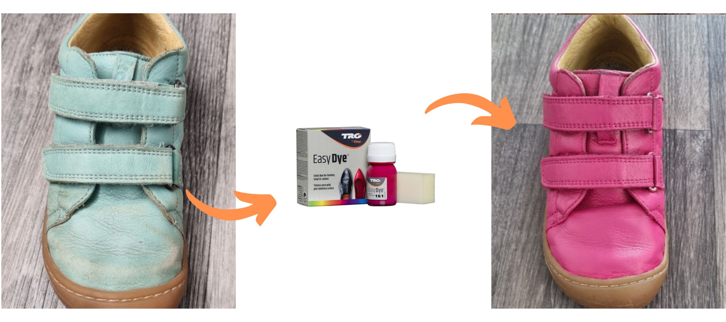 Renowacja dziecięcych butów farbą Easy Dye Magenta 161